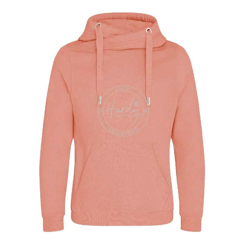 Hardy Equestrian Women's Cowl Neck Dusty Pink Hoodie Hoodie with Hem Raw Edge Edgy Unfinished
