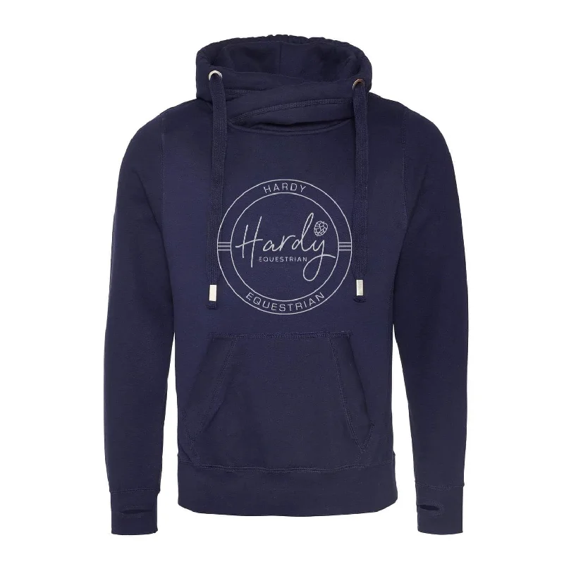 Hardy Equestrian Women's Cowl Neck Navy Hoodie Hoodie with Hem Detail Decorative Unique Hardy Equestrian Women's Cowl Neck Navy Hoodie Hoodie with Hem Detail Decorative Unique