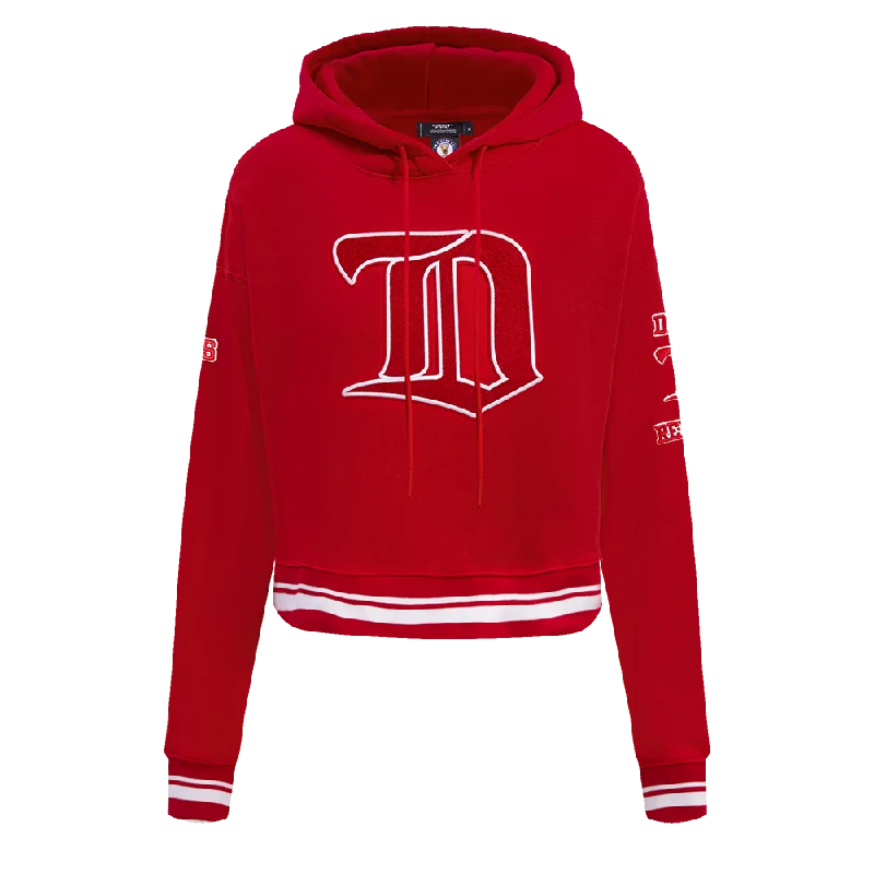 NHL DETROIT RED WINGS RETRO CLASSIC WOMEN'S RIB CROPPED PO HOODIE (RED) Hoodie with Hem Lace Feminine Delicate NHL DETROIT RED WINGS RETRO CLASSIC WOMEN'S RIB CROPPED PO HOODIE (RED) Hoodie with Hem Lace Feminine Delicate