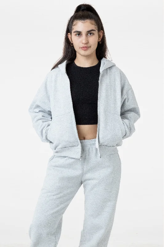 HF16 - Heavy Fleece Cropped Zip-Up Hoodie (Piece Dye) Hoodie with Rolled Sleeves Casual Relaxed HF16 - Heavy Fleece Cropped Zip-Up Hoodie (Piece Dye) Hoodie with Rolled Sleeves Casual Relaxed