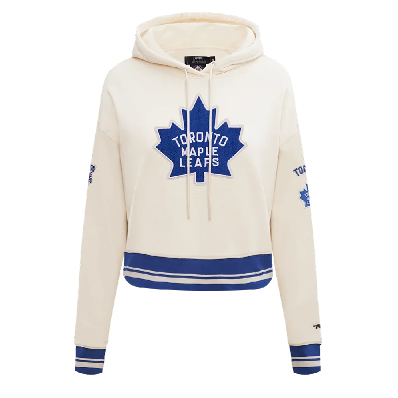 NHL TORONTO MAPLE LEAFS RETRO CLASSIC WOMEN'S RIB CROPPED PO HOODIE (EGGSHELL/DODGER BLUE) Hoodie with Drawcord Adjustable Secure NHL TORONTO MAPLE LEAFS RETRO CLASSIC WOMEN'S RIB CROPPED PO HOODIE (EGGSHELL/DODGER BLUE) Hoodie with Drawcord Adjustable Secure