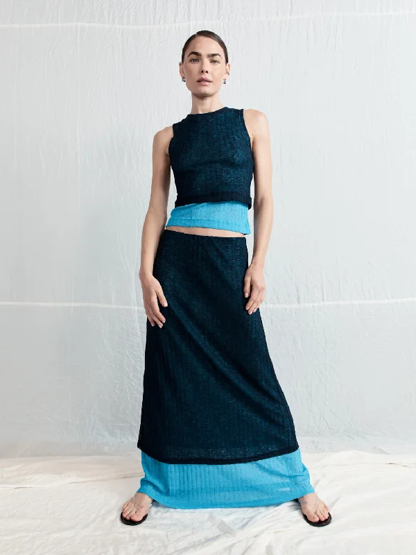 Jil Maxi Skirt Navy leather skirt sleek