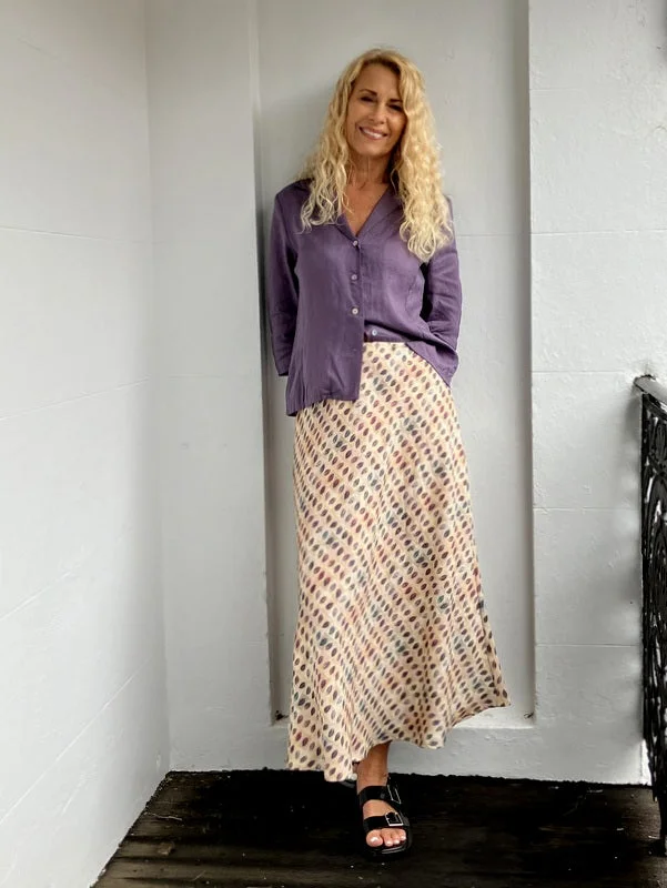 Jiva Midi Linen Prudence Skirt- Leaves mini skirt trendy