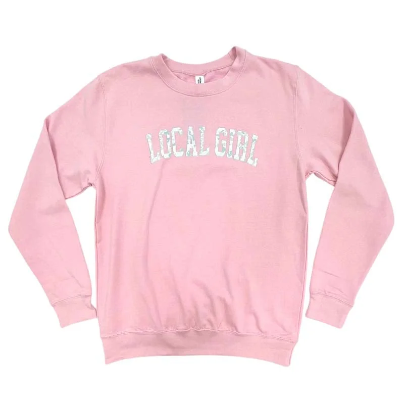 Local Girl Camo Arch Crewneck Sweatshirt Hoodie with Snap Buttons Easy Quick