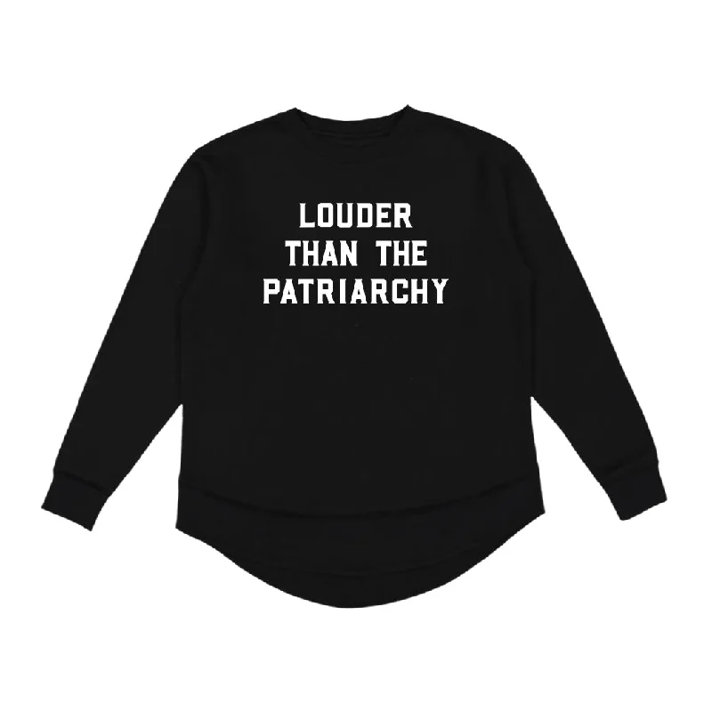 Louder Than the Patriarchy Women's Printed Sweatshirt | Black Hoodie with Button Classic Timeless Louder Than the Patriarchy Women's Printed Sweatshirt | Black Hoodie with Button Classic Timeless