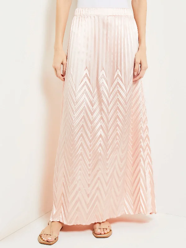 Maxi A-Line Skirt - Chevron Textured Crepe de Chine lace skirt elegant
