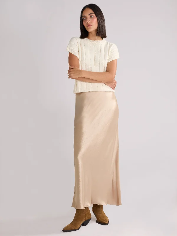 Metallic Satin Bias Cut Maxi Skirt wool skirt warm