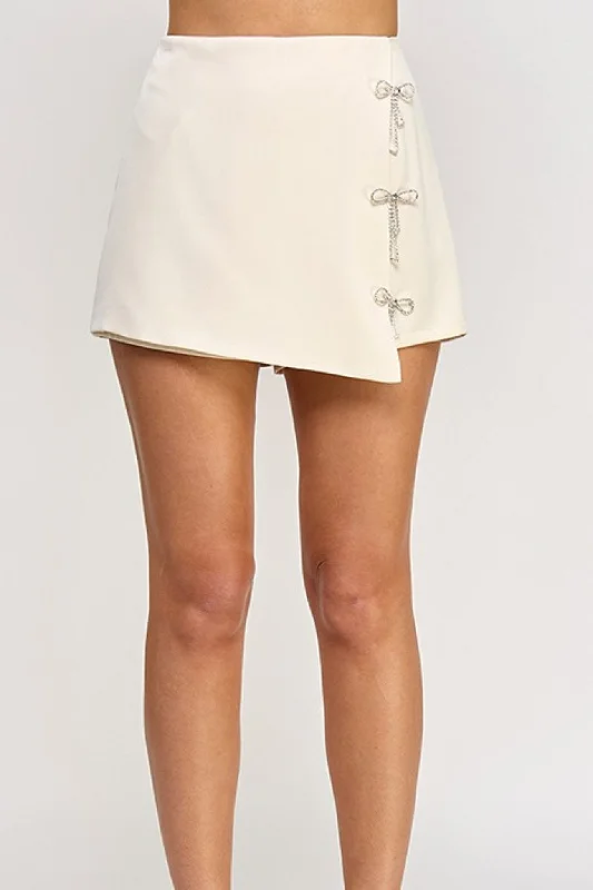 Bow in Ivory Skirt spandex blend skirt