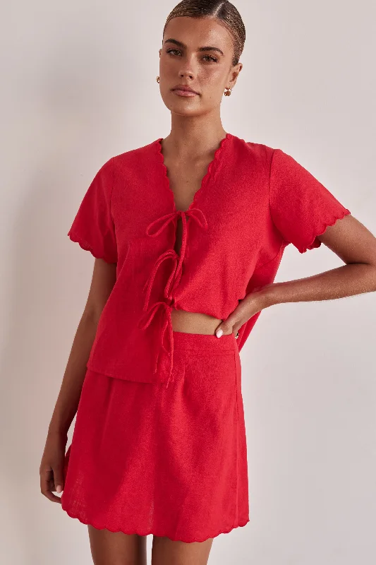 Minah Skirt (Red) velvet skirt luxurious