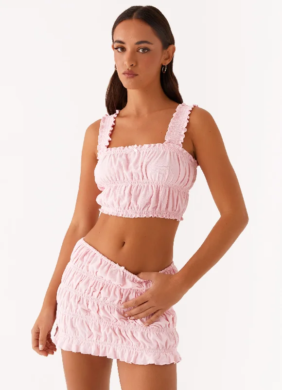 Off by Heart Shirred Skirt - Blush seamless skirt comfort
