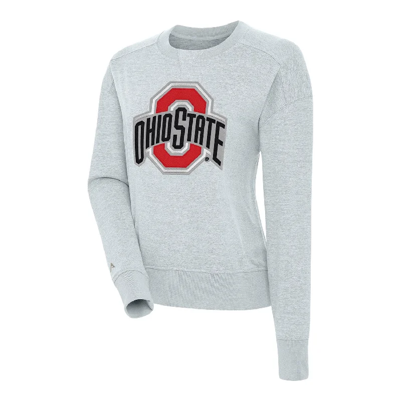 Ladies Ohio State Buckeyes Forward Crewneck Sweatshirt Hoodie with Ribbed Neckline Snug Warm Ladies Ohio State Buckeyes Forward Crewneck Sweatshirt Hoodie with Ribbed Neckline Snug Warm
