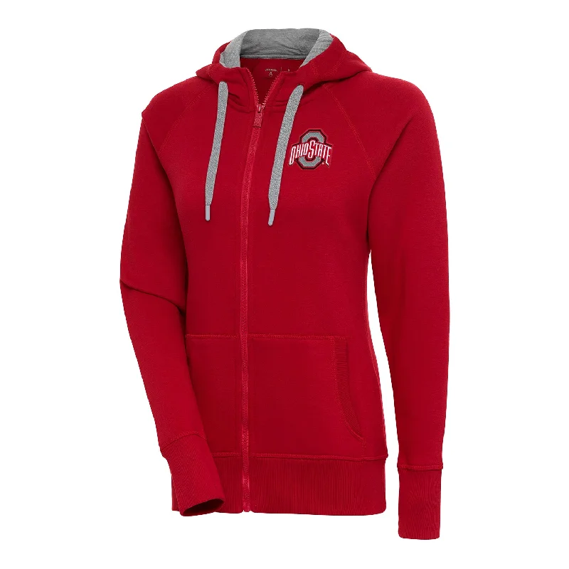 Ladies Ohio State Buckeyes Victory Full Zip Scarlet Sweatshirt Hoodie with Full-Zip Functional Layering Ladies Ohio State Buckeyes Victory Full Zip Scarlet Sweatshirt Hoodie with Full-Zip Functional Layering
