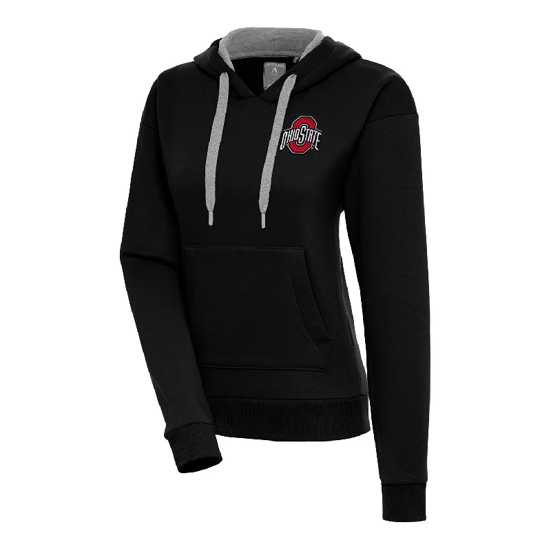 Ladies Ohio State Buckeyes Victory Black Sweatshirt Hoodie with Ribbed Neckline Snug Warm Ladies Ohio State Buckeyes Victory Black Sweatshirt Hoodie with Ribbed Neckline Snug Warm