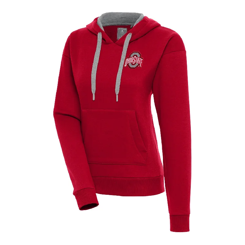 Ladies Ohio State Buckeyes Victory Scarlet Sweatshirt Hoodie with Raglan Sleeves Sporty Comfortable Ladies Ohio State Buckeyes Victory Scarlet Sweatshirt Hoodie with Raglan Sleeves Sporty Comfortable