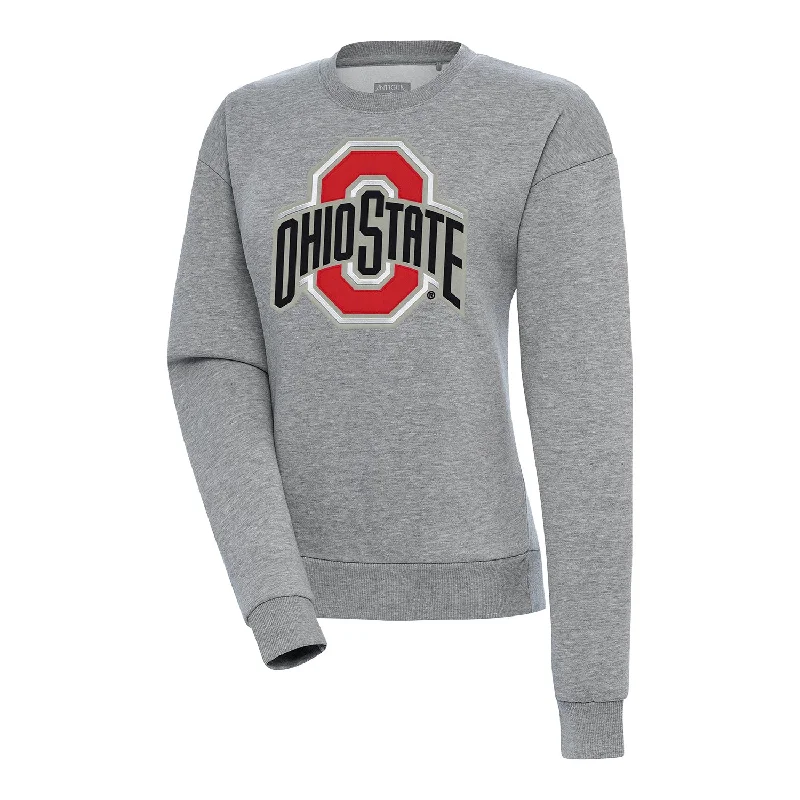 Ladies Ohio State Buckeyes Victory Gray Crewneck Sweatshirt Hoodie with Batwing Sleeves Loose Dramatic Ladies Ohio State Buckeyes Victory Gray Crewneck Sweatshirt Hoodie with Batwing Sleeves Loose Dramatic