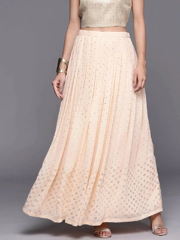 Peach Embellished Georgette Skirt seamless skirt comfort