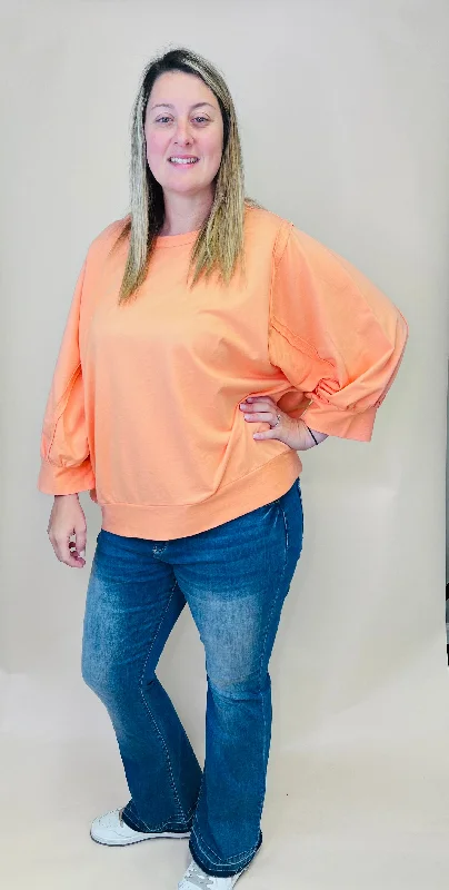 Peach Plus Size Sweatshirt Hoodie with Print Artistic Unique