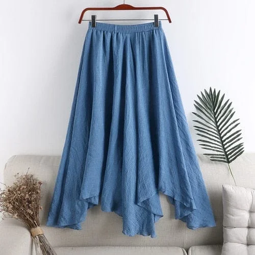 Pleated Asymmetrical Midi Skirt corduroy skirt cozy