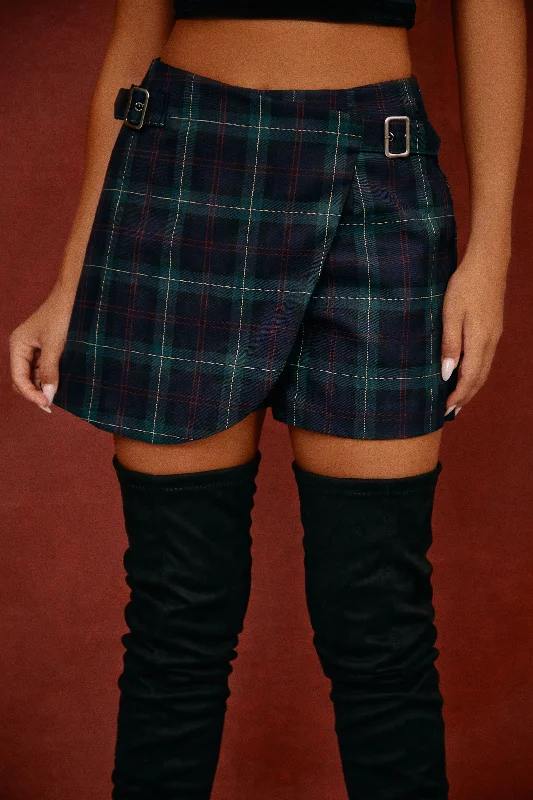 Private Soirée High Waist Skort - Navy a-line skirt cut