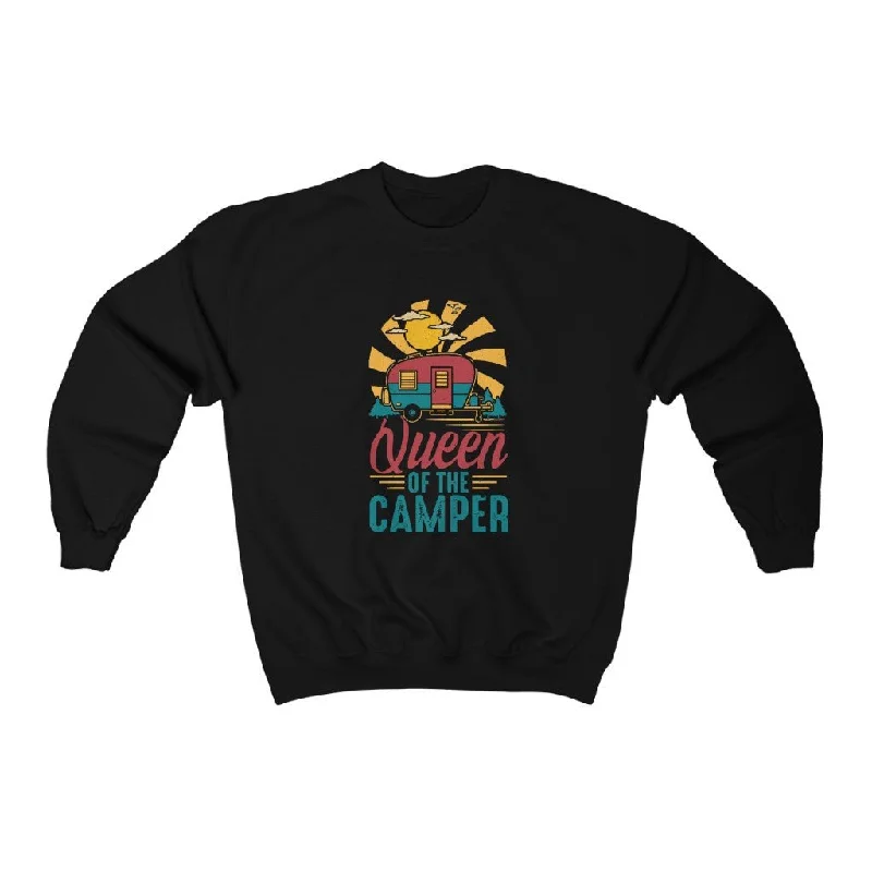 Queen of the Camper Sweatshirt Hoodie with Half-Zip Sporty Casual