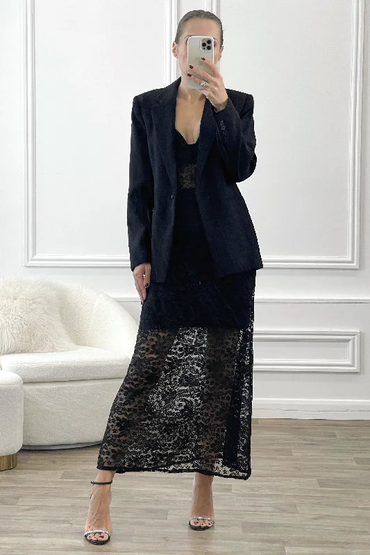 RAE BLACK LACE MAXI SKIRT lace skirt intricate
