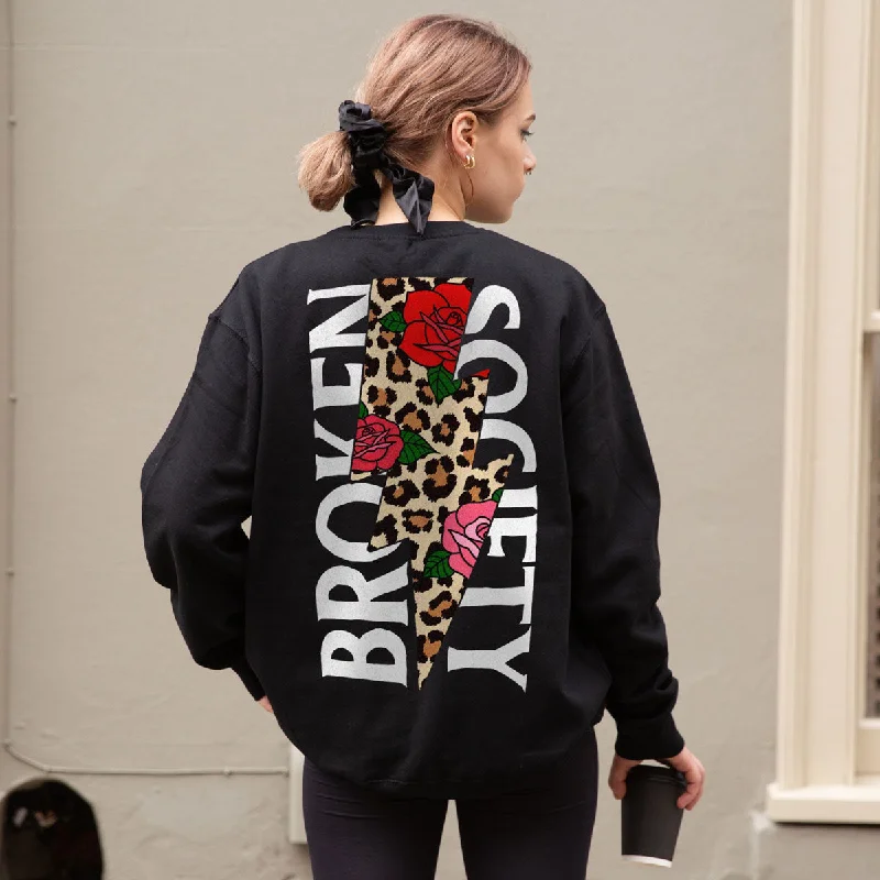 Roses And Animal Print Sweatshirt (Unisex) Hoodie with Ribbed Hem Stretchable Secure Roses And Animal Print Sweatshirt (Unisex) Hoodie with Ribbed Hem Stretchable Secure