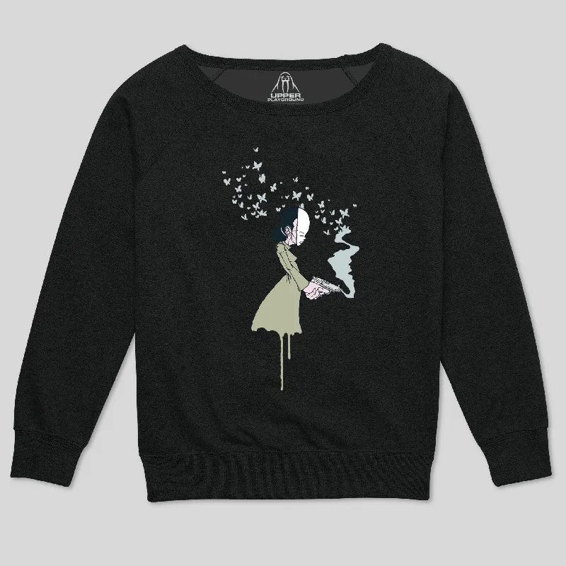 BUTTERFLY GUN WOMEN'S SCOOP NECK SWEATSHIRT Hoodie with Turtle Neck Cozy Winter