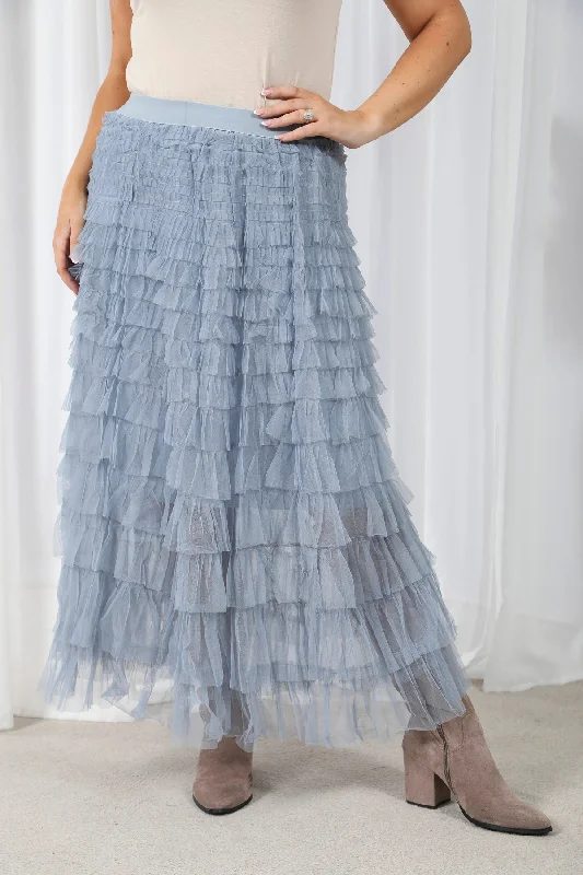 Seraphina Ruffle Skirt Grey patchwork skirt art