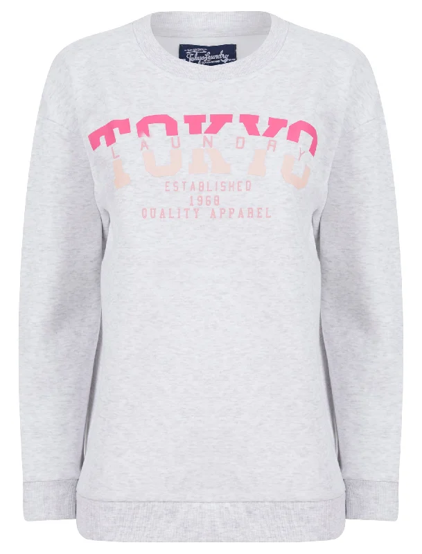 Shardae Motif Cotton Blend Fleece Sweatshirt in Ice Grey Marl - Tokyo Laundry Hoodie with Ribbed Cuffs Snug Fit Comfort Shardae Motif Cotton Blend Fleece Sweatshirt in Ice Grey Marl - Tokyo Laundry Hoodie with Ribbed Cuffs Snug Fit Comfort