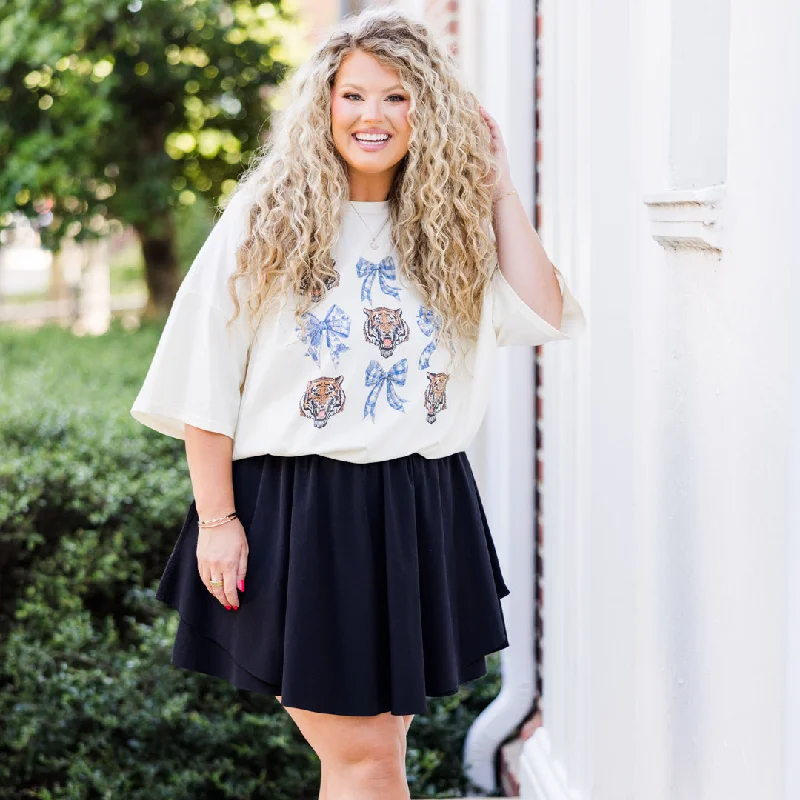 Show Some Spirit Skort, Black elastic waist skirt