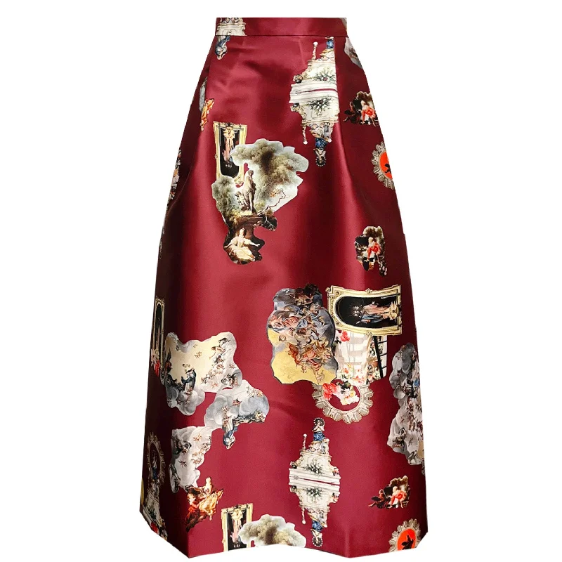 Sicily burgundy long skirt corduroy skirt comfortable