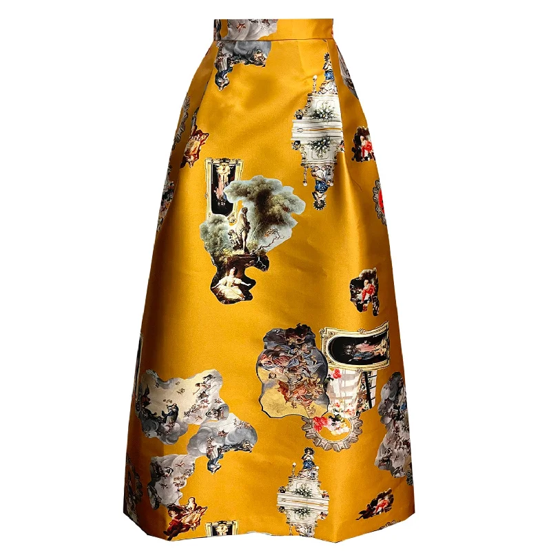 Sicily mustard long skirt ruffled skirt detail