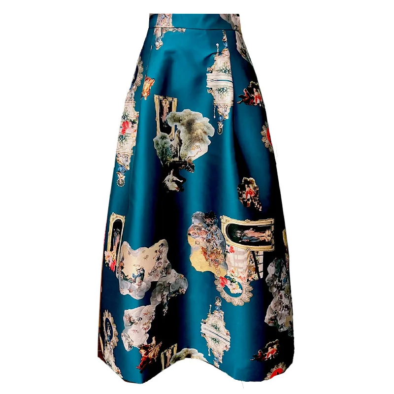 Sicily petroleum long skirt chiffon skirt delicate