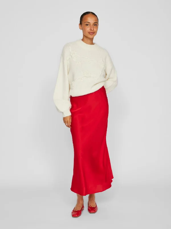 VIELLETTE Midi Skirt - Barbados Cherry cashmere skirt plush