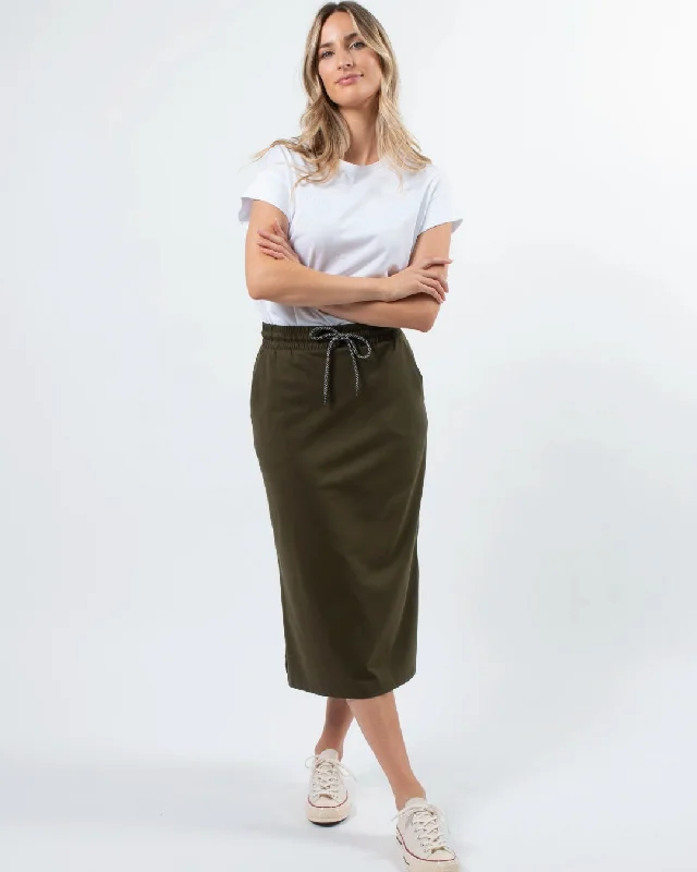 Stella and Gemma Essentials Skirt Khaki button skirt front