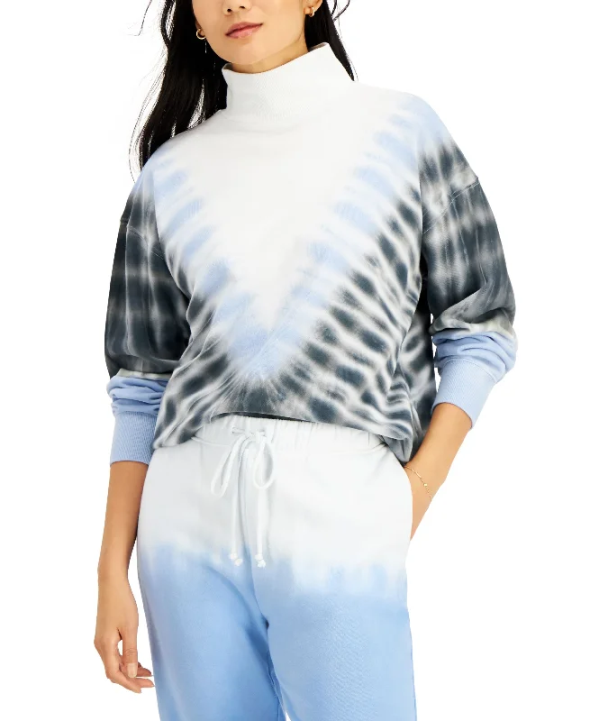 Style & Co Tie Dye Mock Neck Sweatshirt Hoodie with Ribbed Neckline Snug Warm