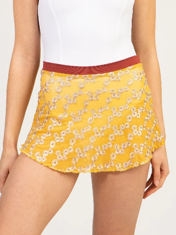 Suffolk "Daisy" Embroidered Pull-On Skirt leather skirt modern