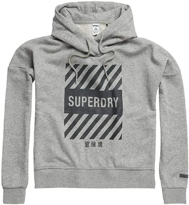 Superdry Women's Core Sport Cropped Hoodie Sweatshirt Hoodie with Tied Waist Feminine Flattering Superdry Women's Core Sport Cropped Hoodie Sweatshirt Hoodie with Tied Waist Feminine Flattering