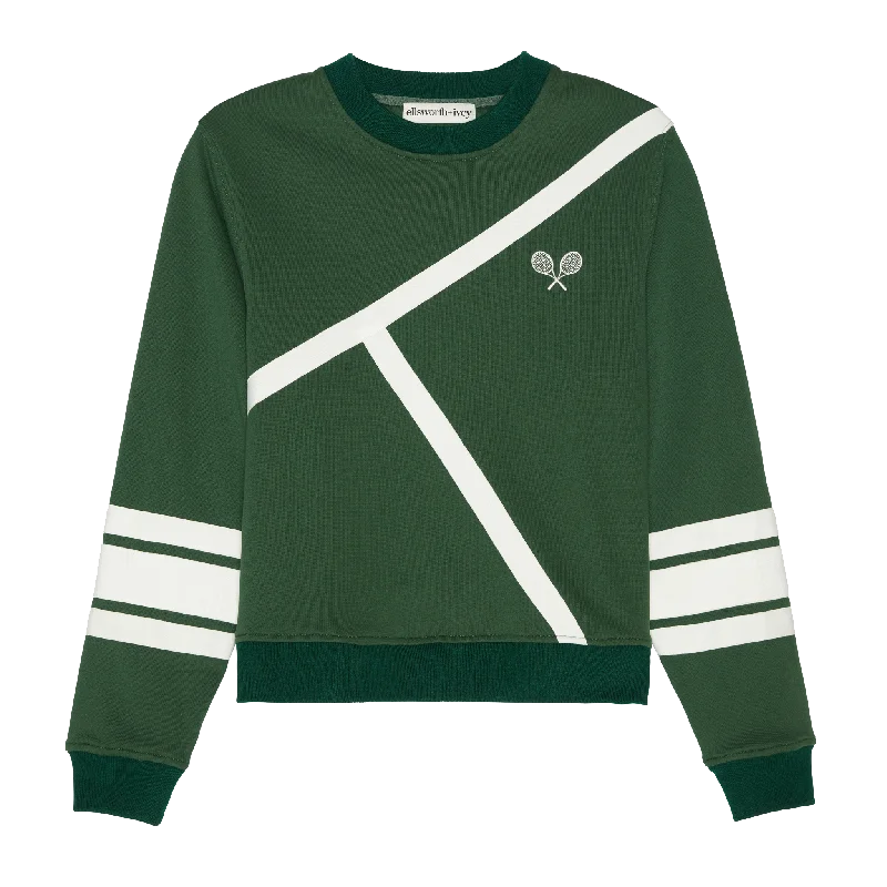 Tennis Lines Sweatshirt Hoodie with Fur Luxurious Winter