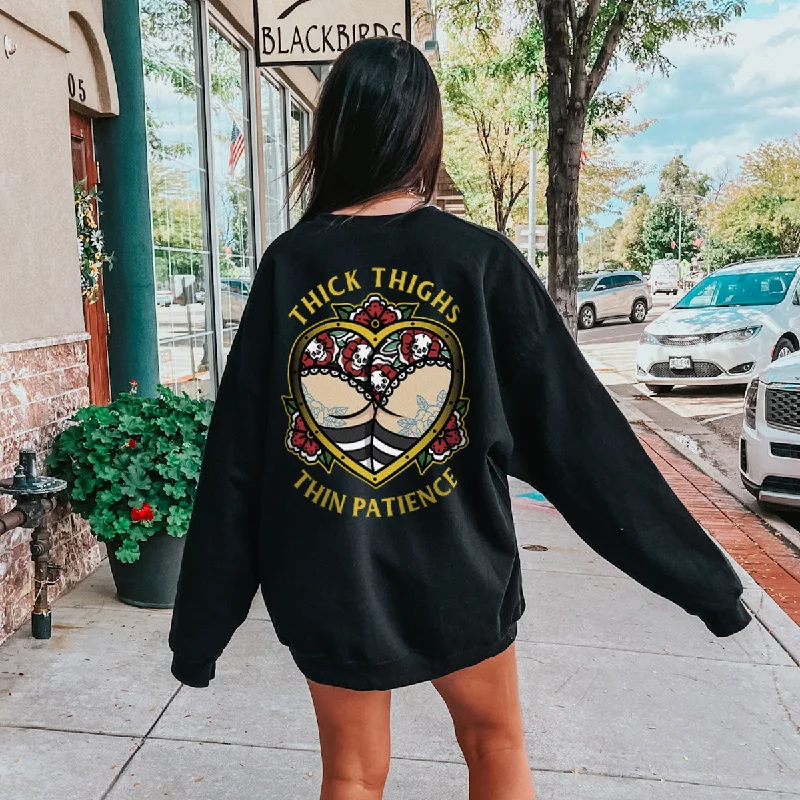 Thick Thighs Thin Patience Sweatshirt (Unisex) Hoodie with Batwing Sleeves Loose Dramatic Thick Thighs Thin Patience Sweatshirt (Unisex) Hoodie with Batwing Sleeves Loose Dramatic