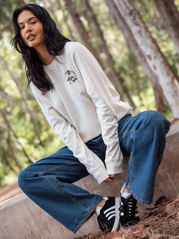 Truly Deal Crew Sweatshirt - Bone Hoodie with Hem Elastic Stretchable Comfortable