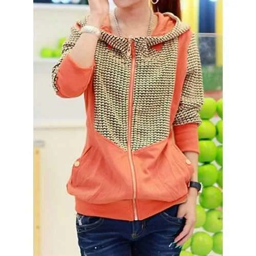 Stylish Color Splicing Zippered Long Sleeve Hoodie For Women - Jacinth One Size(fit Size Xs To M) Hoodie with Back Slit Movement Comfort Stylish Color Splicing Zippered Long Sleeve Hoodie For Women - Jacinth One Size(fit Size Xs To M) Hoodie with Back Slit Movement Comfort