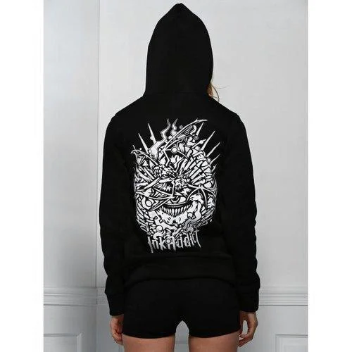 Stylish Hooded Long Sleeve Printed Letter Pattern Women's Hoodie - Black M Hoodie with Hem Applique Textured Unique Stylish Hooded Long Sleeve Printed Letter Pattern Women's Hoodie - Black M Hoodie with Hem Applique Textured Unique