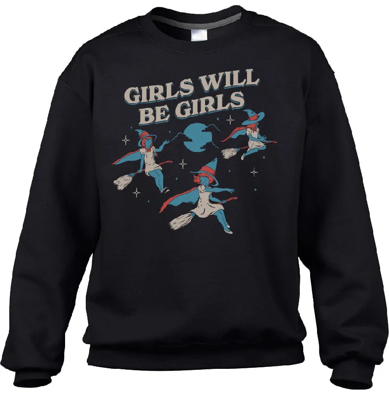 Unisex Girls Will Be Girls Witch Sweatshirt Hoodie with Hidden Zipper Minimalist Clean Unisex Girls Will Be Girls Witch Sweatshirt Hoodie with Hidden Zipper Minimalist Clean