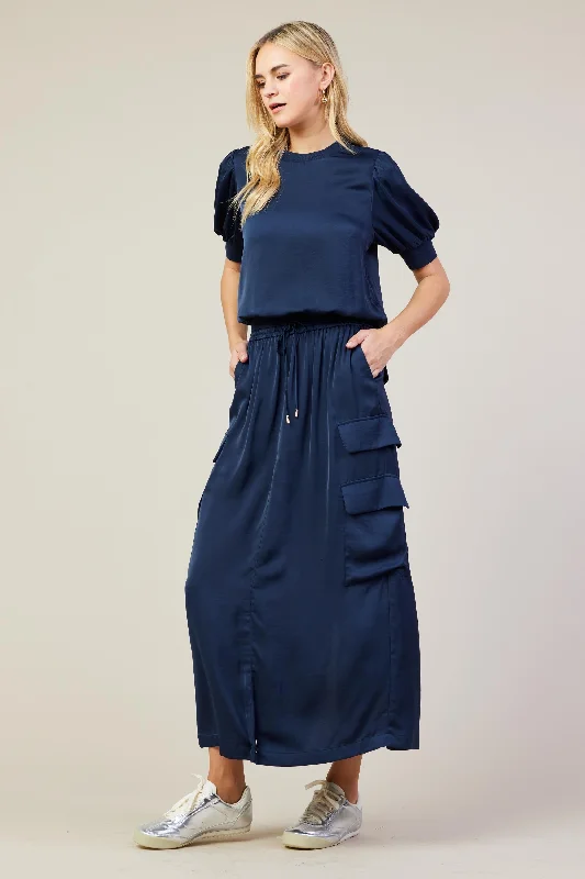 Utility Cargo Pocket Midi Skirt leather skirt sleek