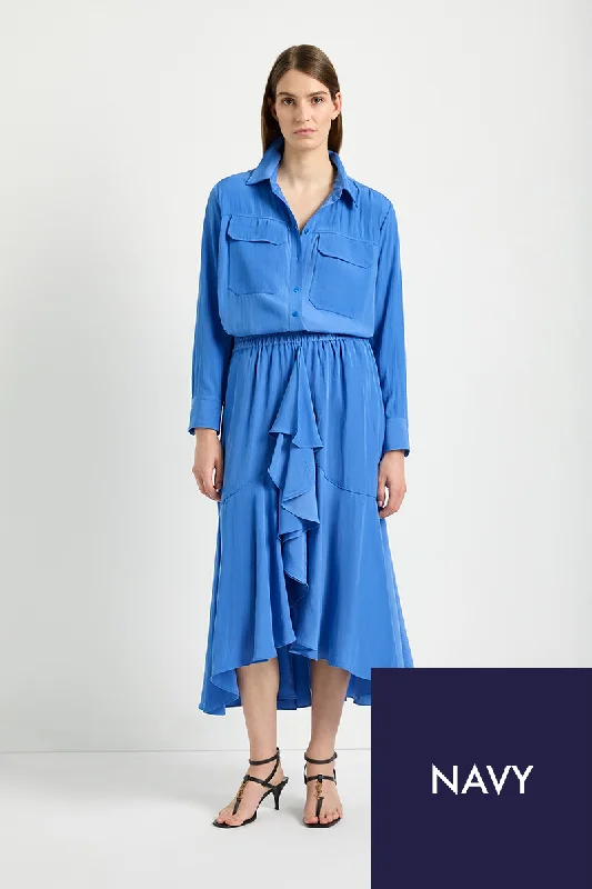 Vine Skirt F67 5868 in Navy by Mela Purdie corduroy skirt textured