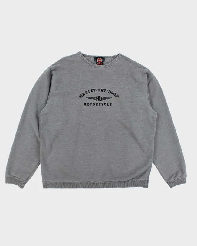Vintage 2000's Harley Davidson Oversized Embroidered Sweatshirt - XXL Hoodie with Sequins Glamorous Eye-catching Vintage 2000's Harley Davidson Oversized Embroidered Sweatshirt - XXL Hoodie with Sequins Glamorous Eye-catching