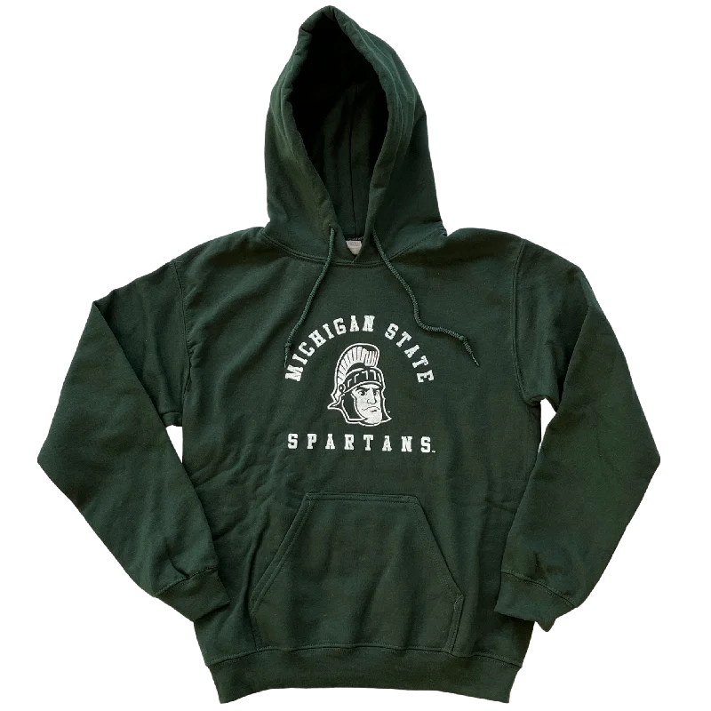 Sparty Gildan Hoodie - Green Hoodie with Hem Lace Feminine Delicate