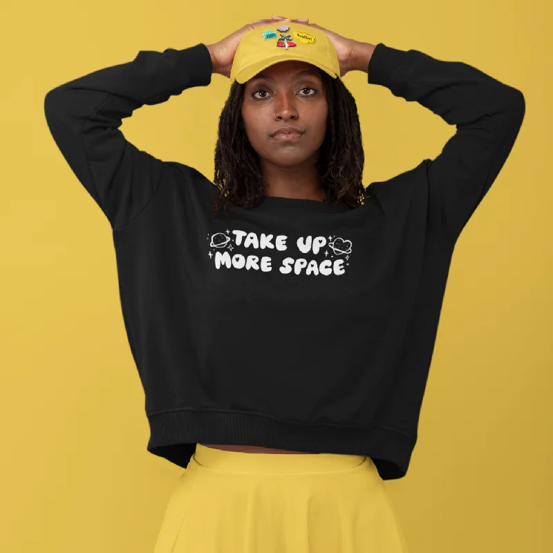 We Need To Take Up More Space Unisex Feminist Sweatshirt Hoodie with Metallic Shiny Futuristic We Need To Take Up More Space Unisex Feminist Sweatshirt Hoodie with Metallic Shiny Futuristic