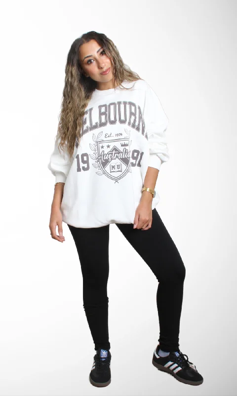 Women Milton Sweatshirt (White) Hoodie with Frayed Bohemian Relaxed